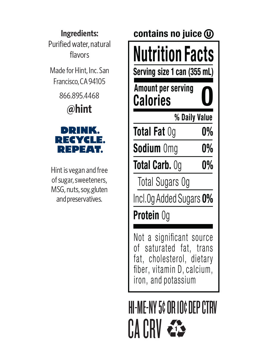 hint® Blueberry Lemon water - 12 pack 12oz still cans